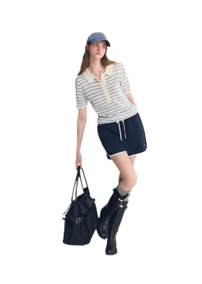 Striped Embroidered Polo