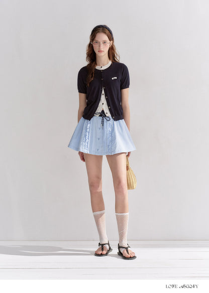 Pleated Drawstring A-line Short Skirt