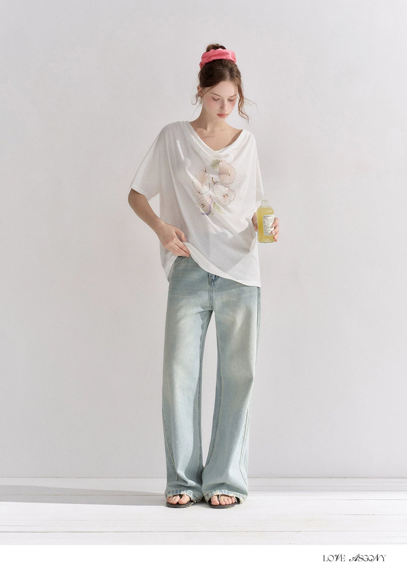 Starry Crystal Wide-Leg High-Waist Jeans
