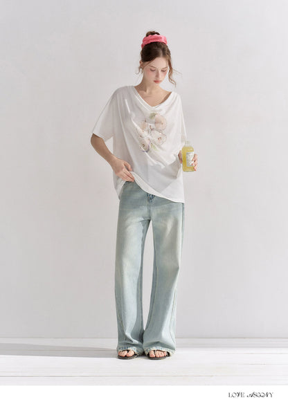 Starry Crystal Wide-Leg High-Waist Jeans