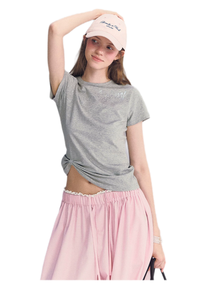 Rhinestone Twisted Hem Tee