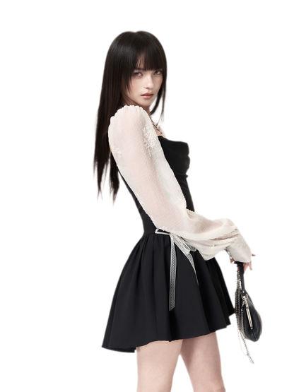 Contrast Ruched Mini Dress
