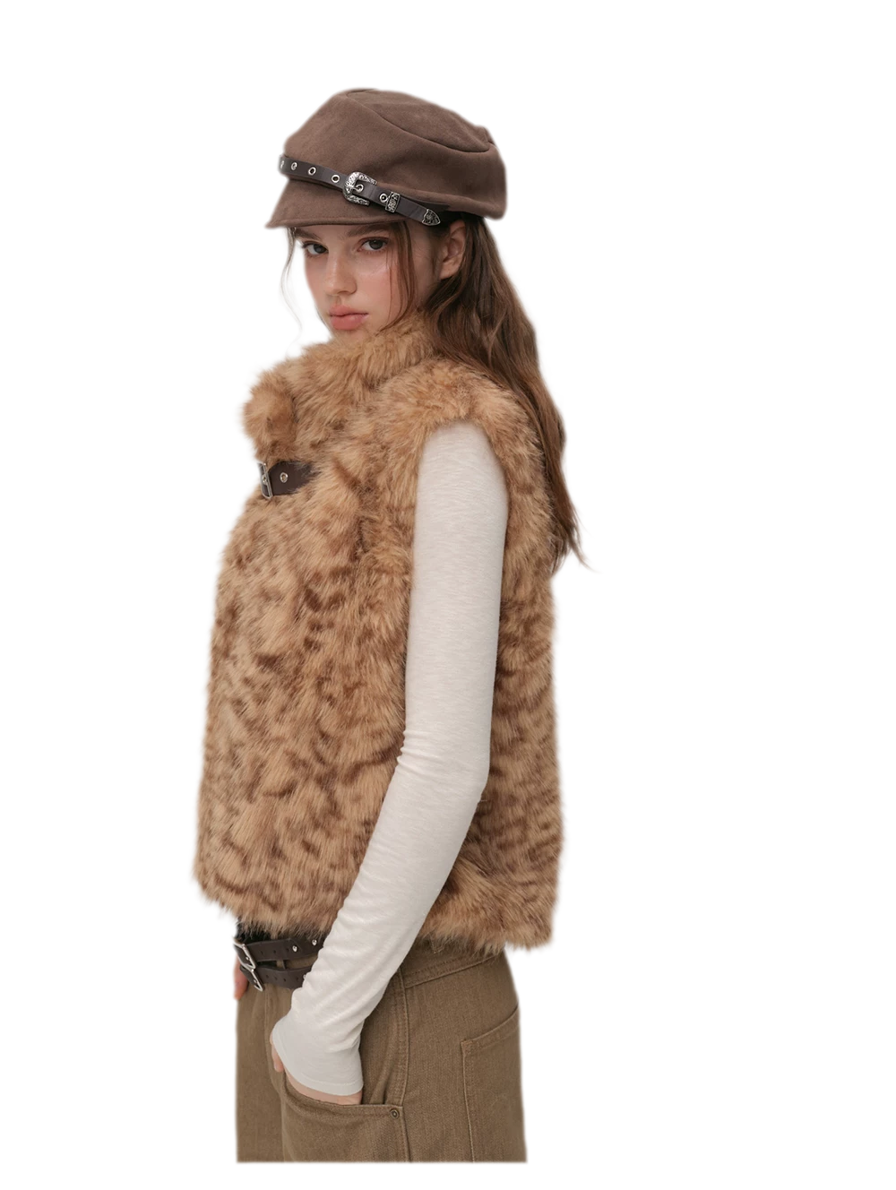 Detachable Sleeve Faux Fur Vest