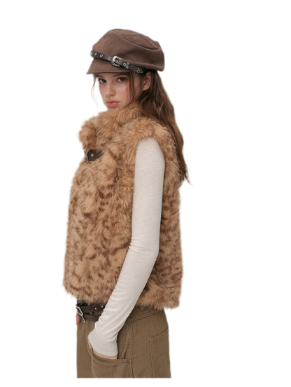 Detachable Sleeve Faux Fur Vest