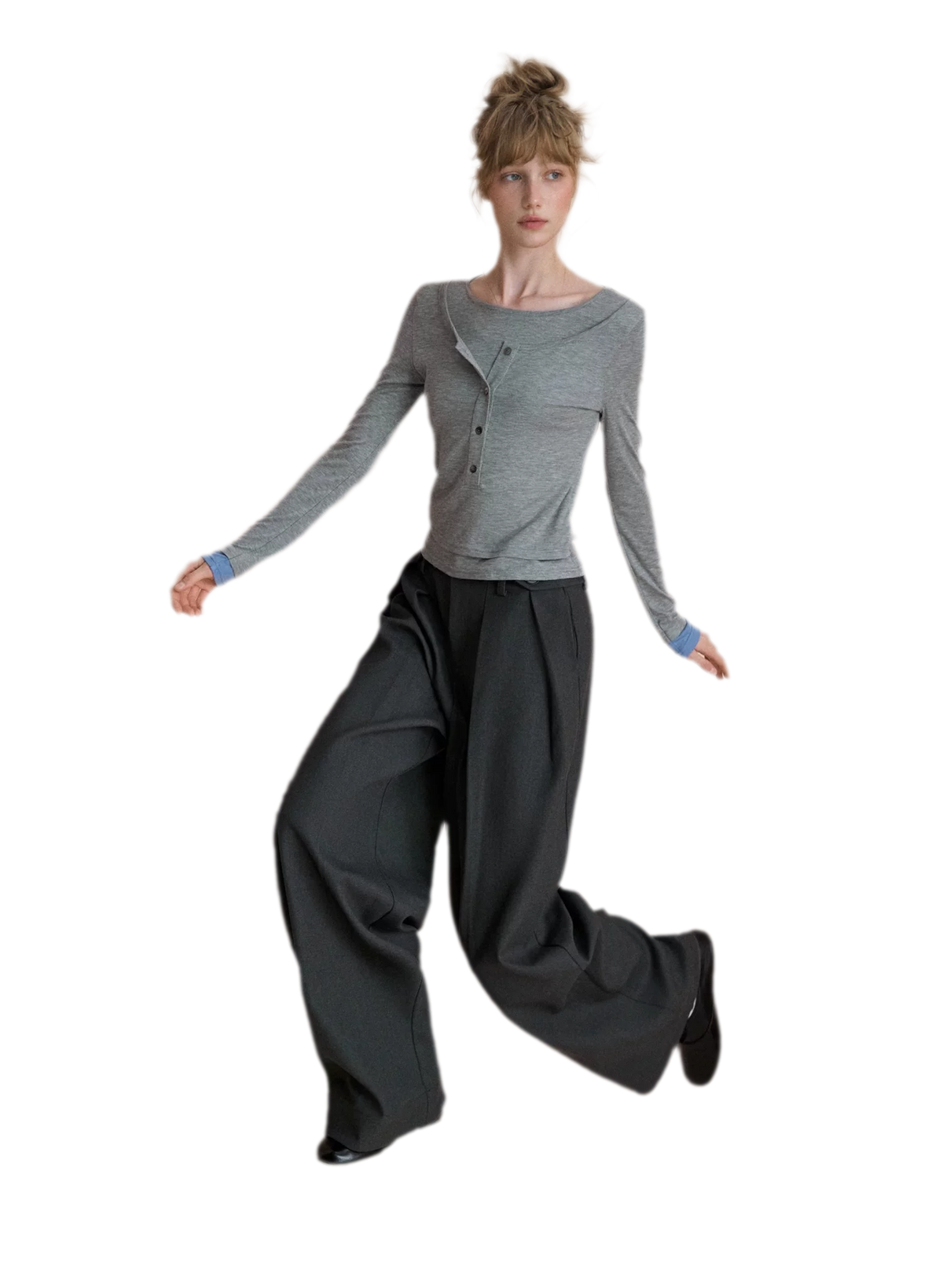 Double Pleat Curved Trousers