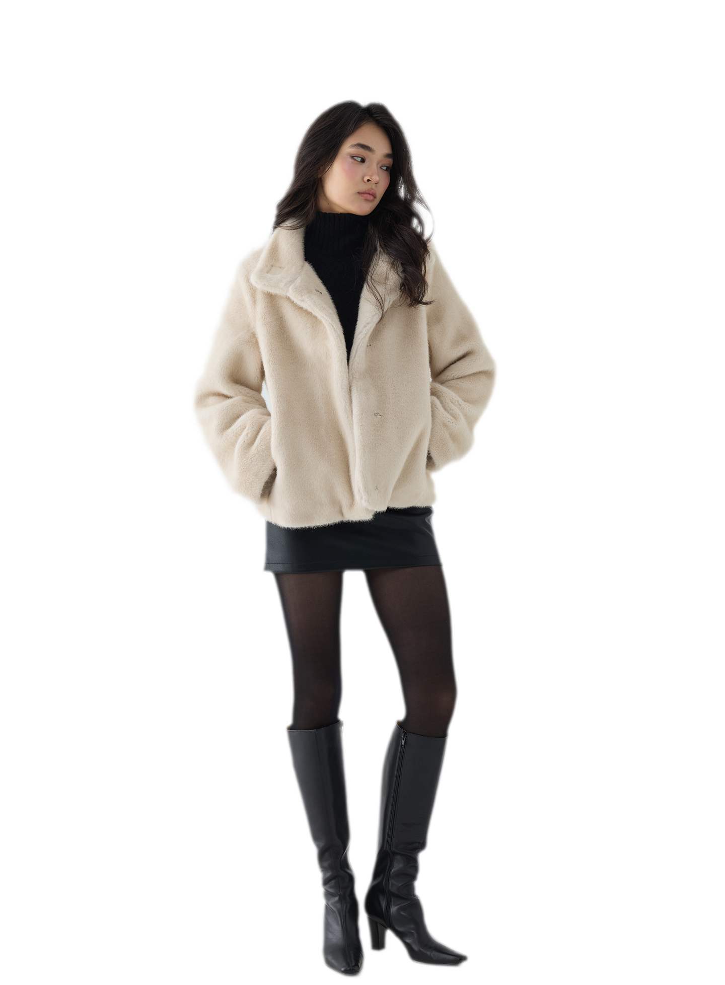 Eco-Friendly Cropped Faux Fur Jacket