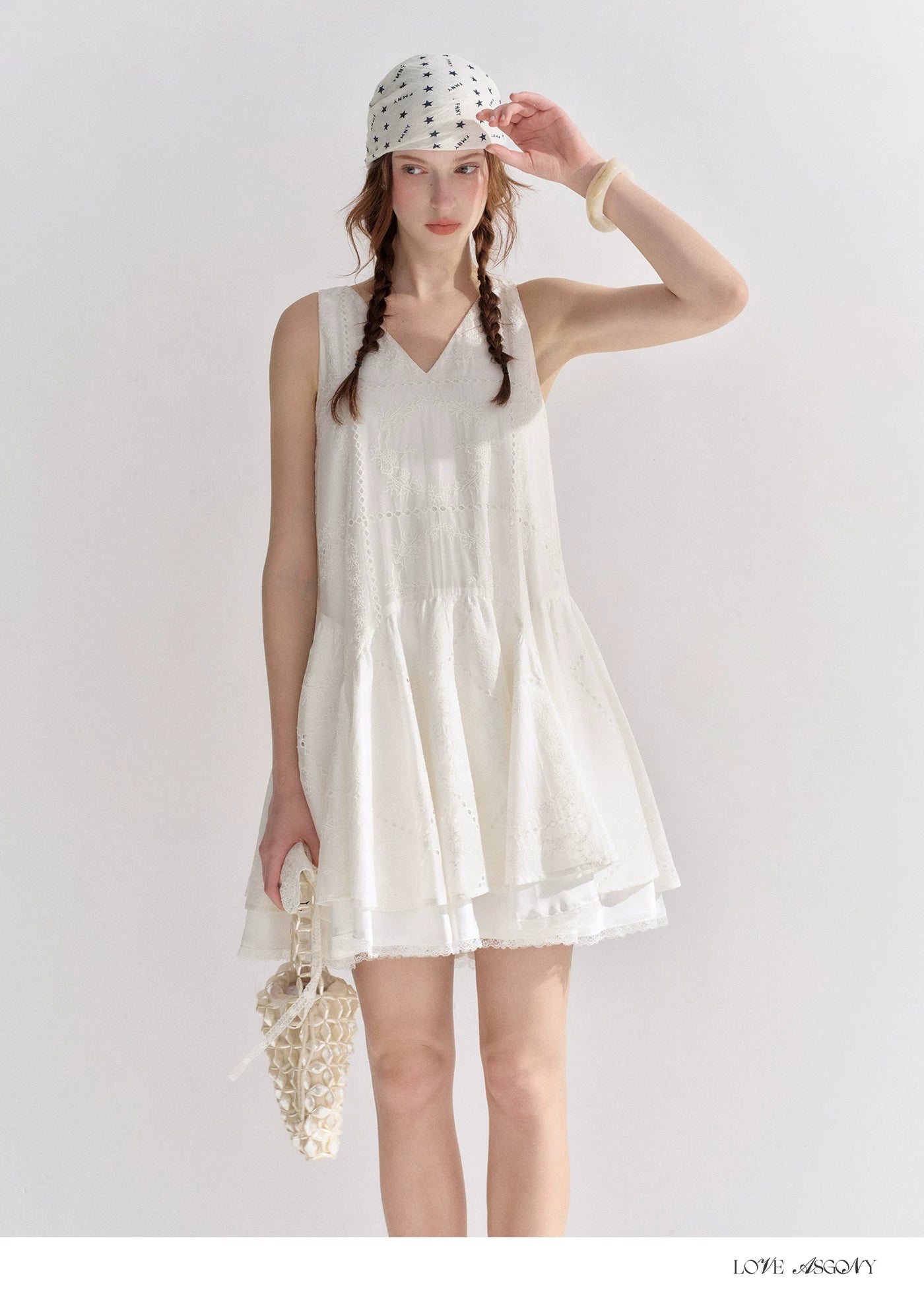 Soft White Embroidered Sleeveless Dress