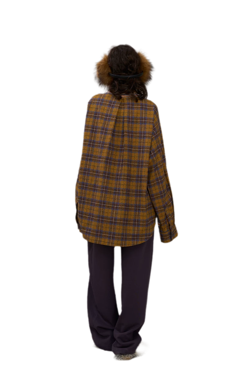 Contrasting Plaid Panel T-Shirt