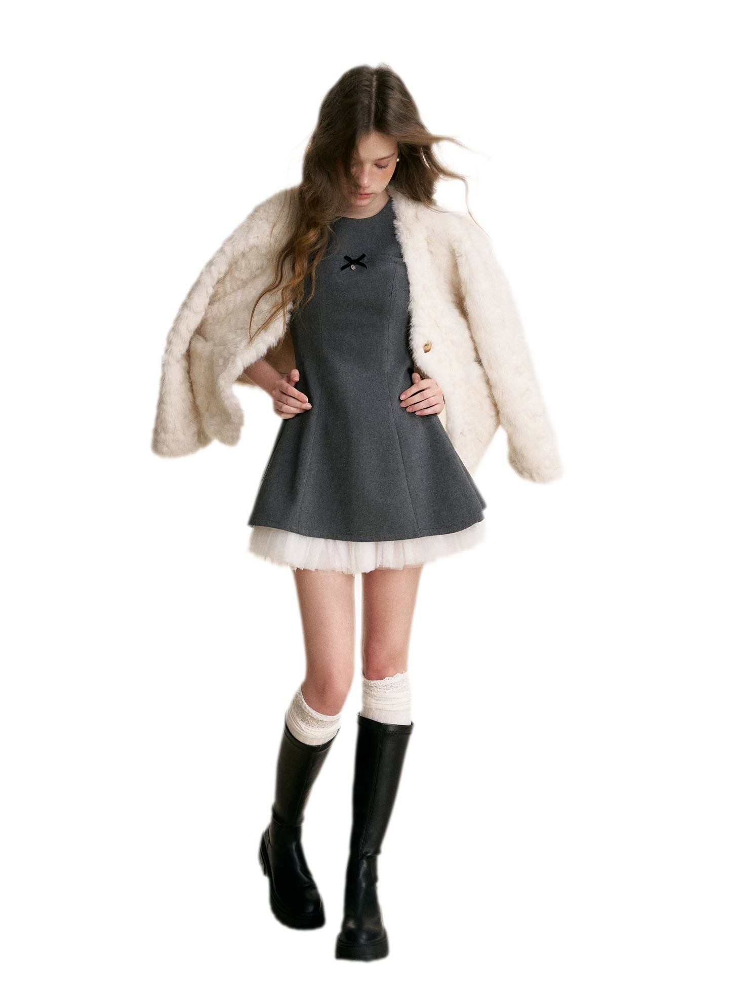 Detachable Scarf Plush Jacket