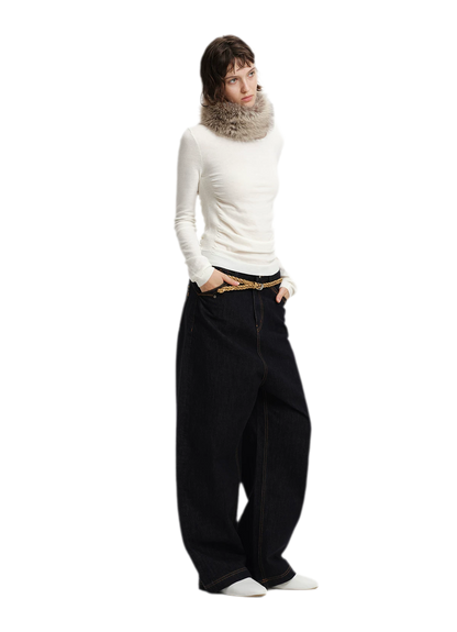 Top in maglia slim arricciato in lana