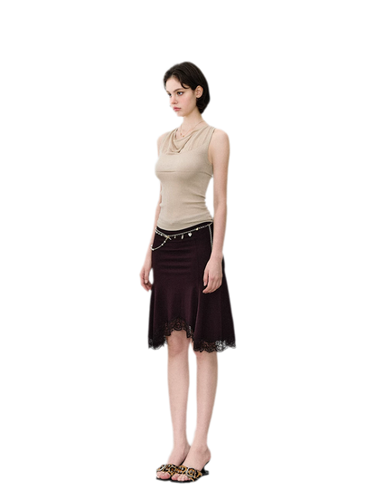 Cowl Mesh Knit Tank