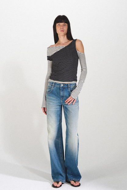 Vintage Straight Loose Fit Jeans with 3D Cat
