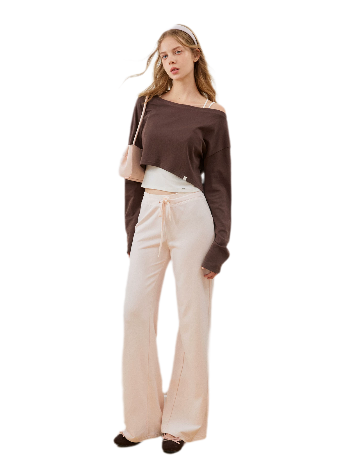 Strukturierte Sweatpants mit Kordelzug und weitem Bein