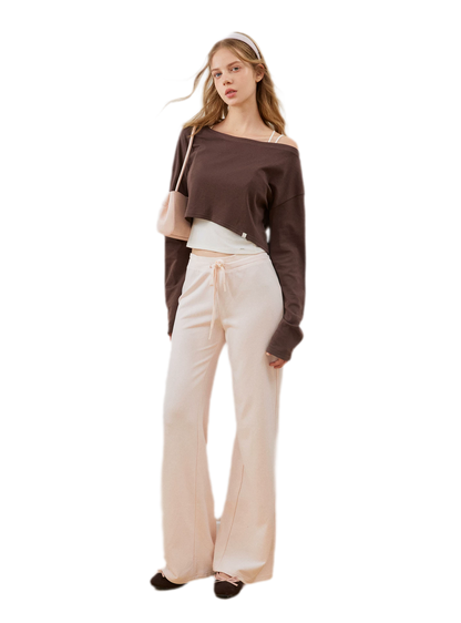 Strukturierte Sweatpants mit Kordelzug und weitem Bein