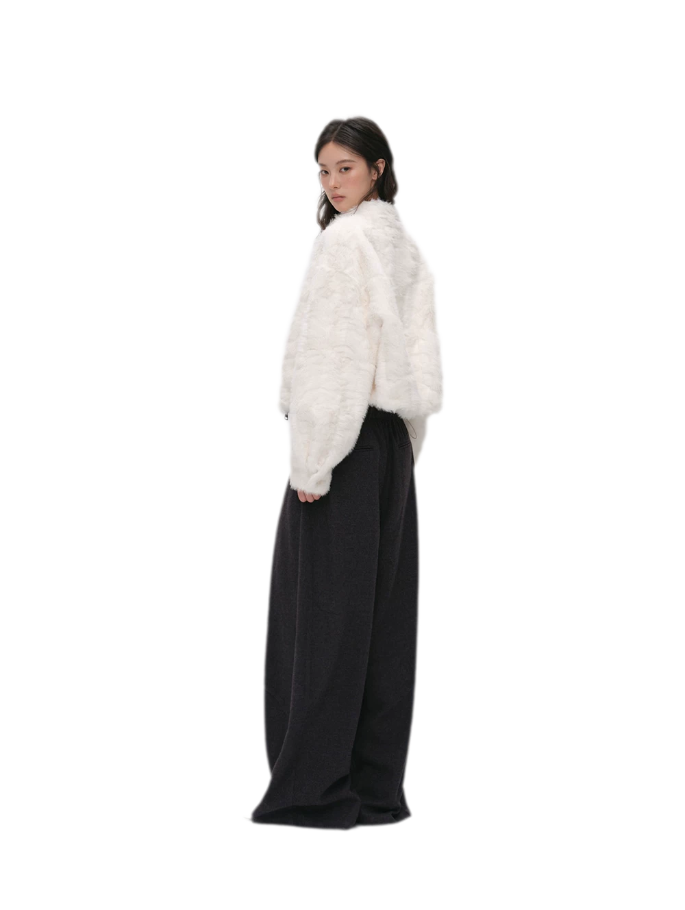 Pleated Contrast Wide-Leg Trousers