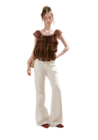 Tiered Ruffle Chiffon Blouse
