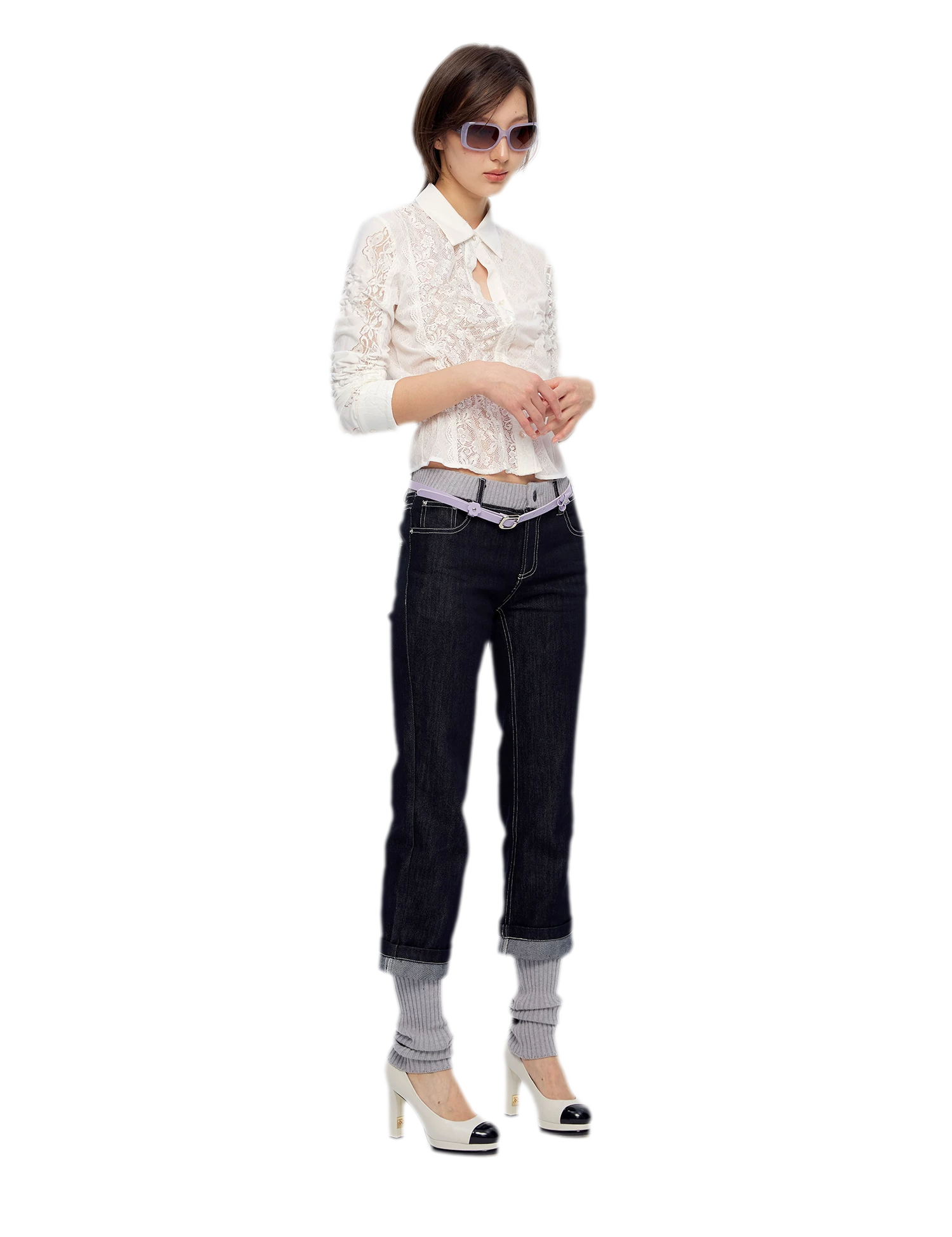 Lace Shirred Peplum Blouse