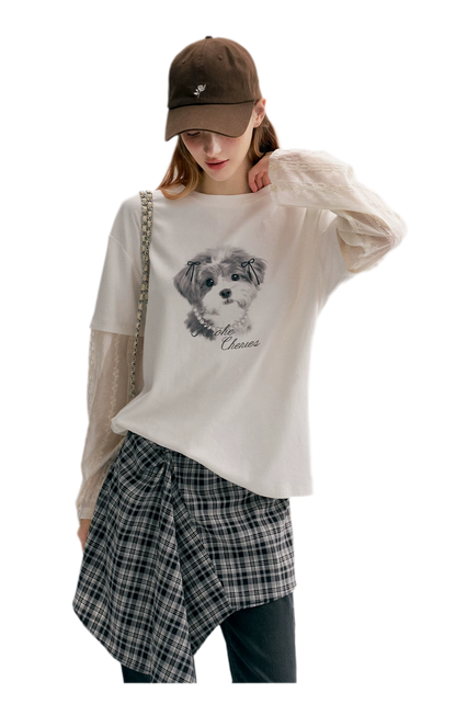 Tencel Cotton Dog Embroidered Tee