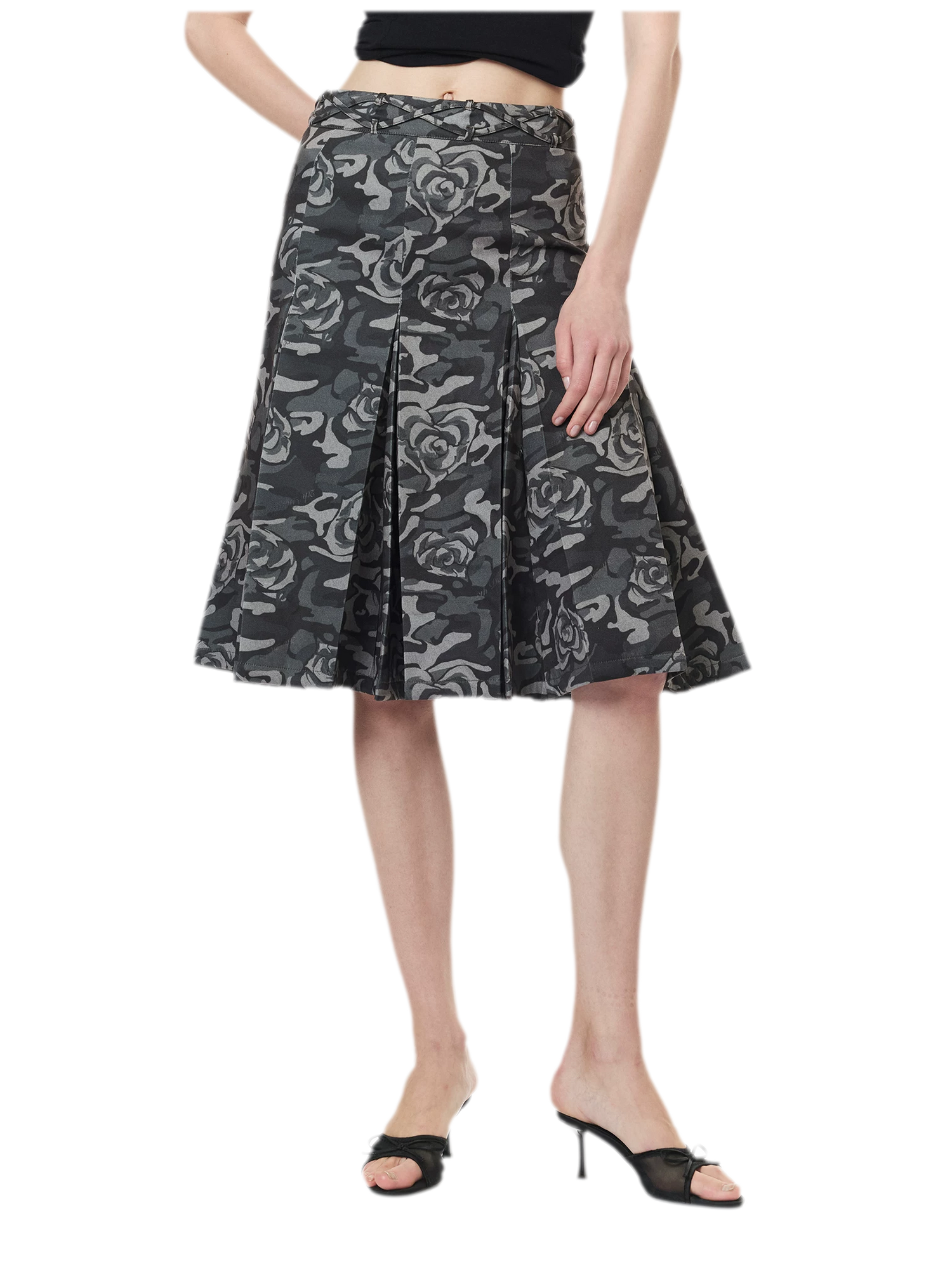 Low Waist Pleated A-Line Skirt