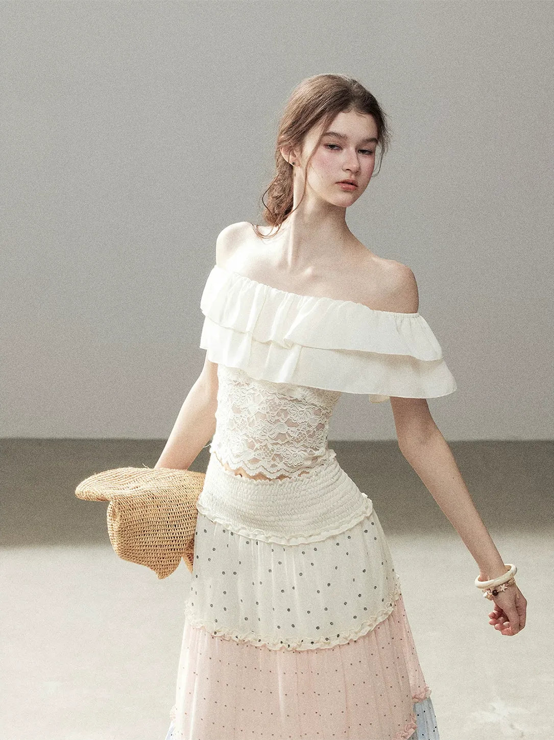 Ruffle Lace Off-Shoulder Top