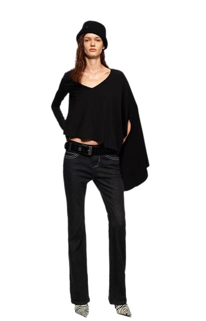 Tencel Geometric Panel Straight-Leg Jeans