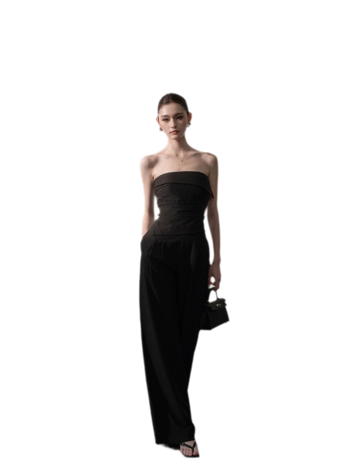 Ruched Strapless Wide-Leg Jumpsuit