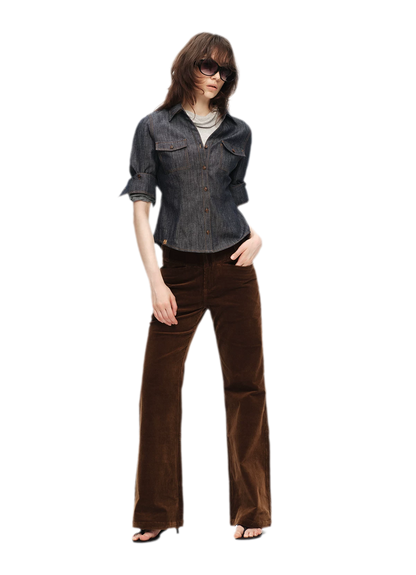 Contrast Stitch V-Neck Shirt