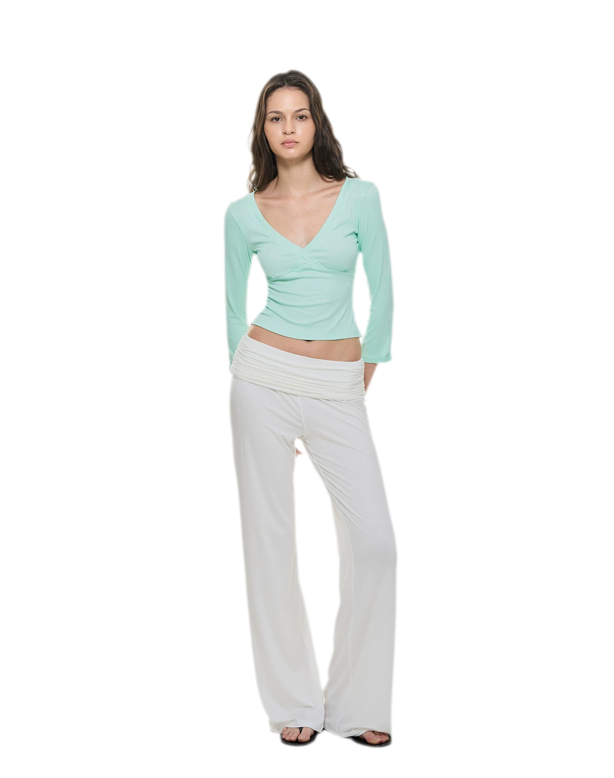 Crossfront Ribbed V-Neck Top