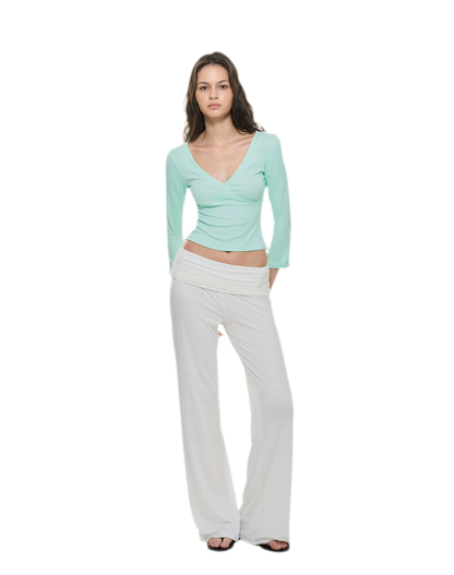 Crossfront Ribbed V-Neck Top