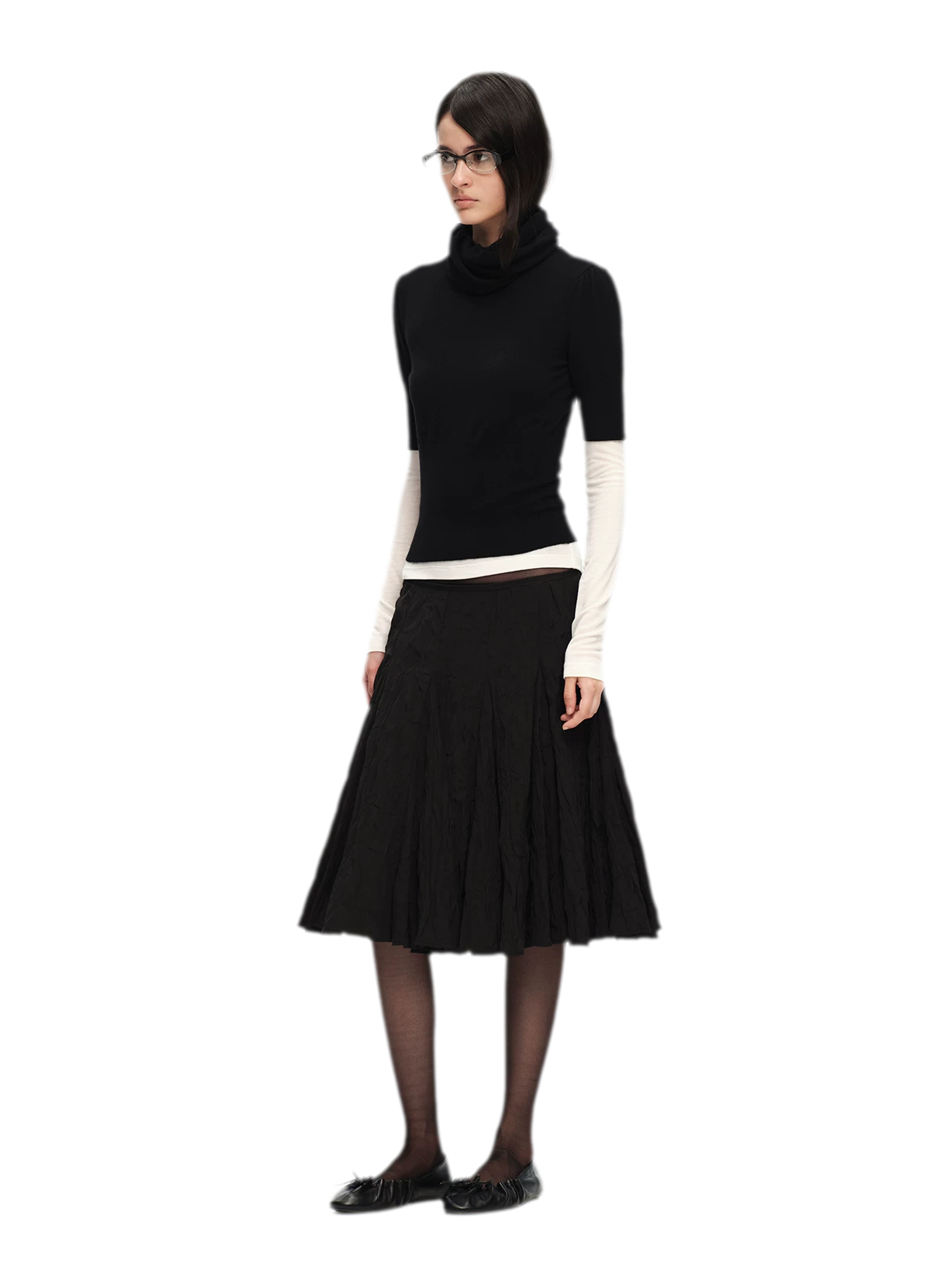 Wool-Blend Scarf-Neck Knit Top
