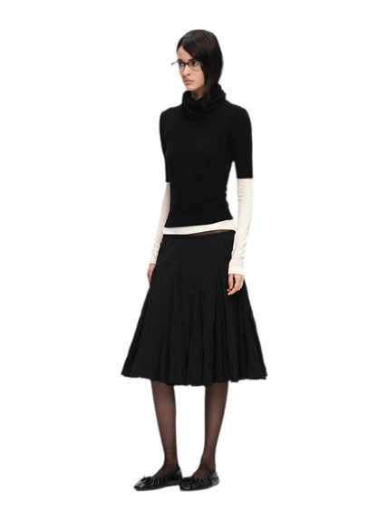 Wool-Blend Scarf-Neck Knit Top