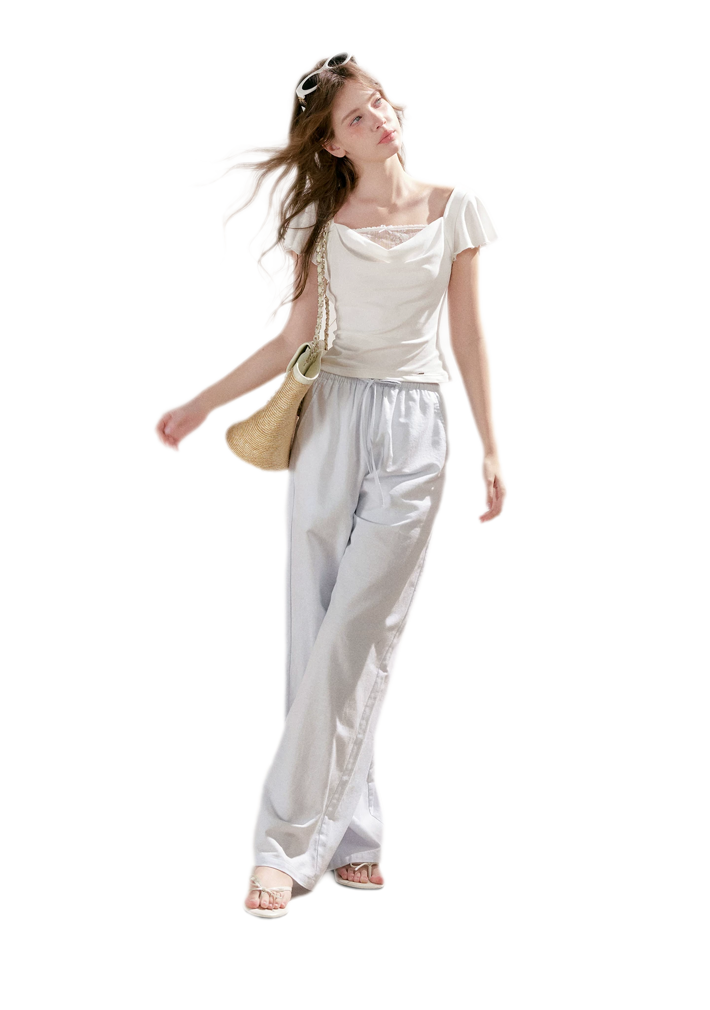 Linen Cotton Wide-Leg Trousers