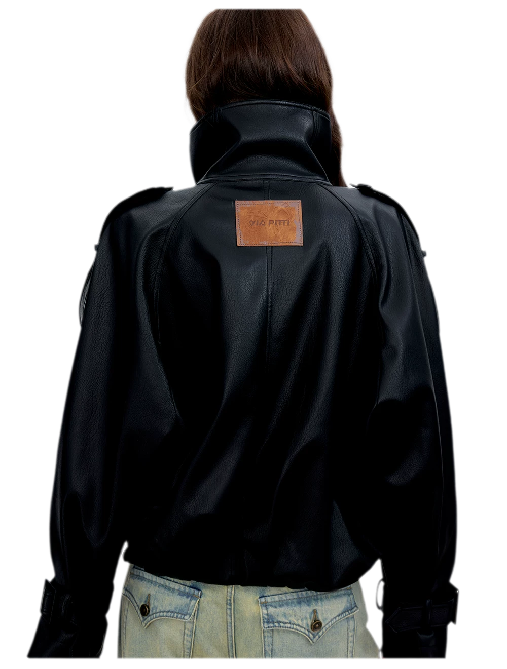 Matte Oversized Faux-Leather Jacket