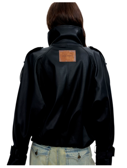 Matte Oversized Faux-Leather Jacket