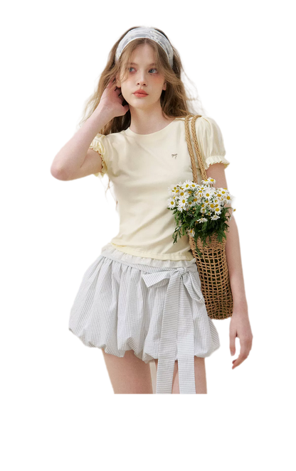 Bow Tie Elastic Waist Casual Shorts