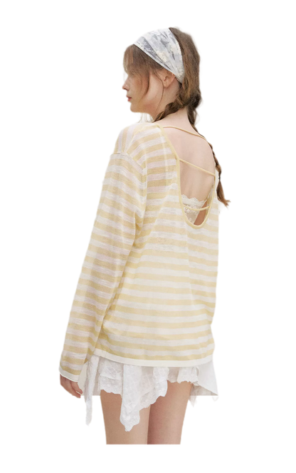 Striped Open-Back Cover-Up