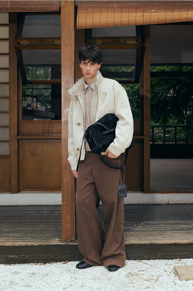 Pearlescent PU Fur-Lined Harrington Jacket