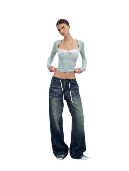 Vintage Wash Wide-Leg Jeans