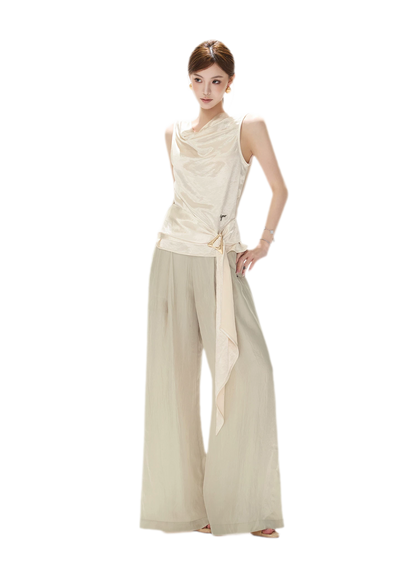 Draped Satin Cowl Top