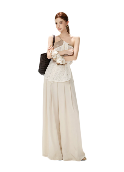 Sequined Asymmetric Knit Top