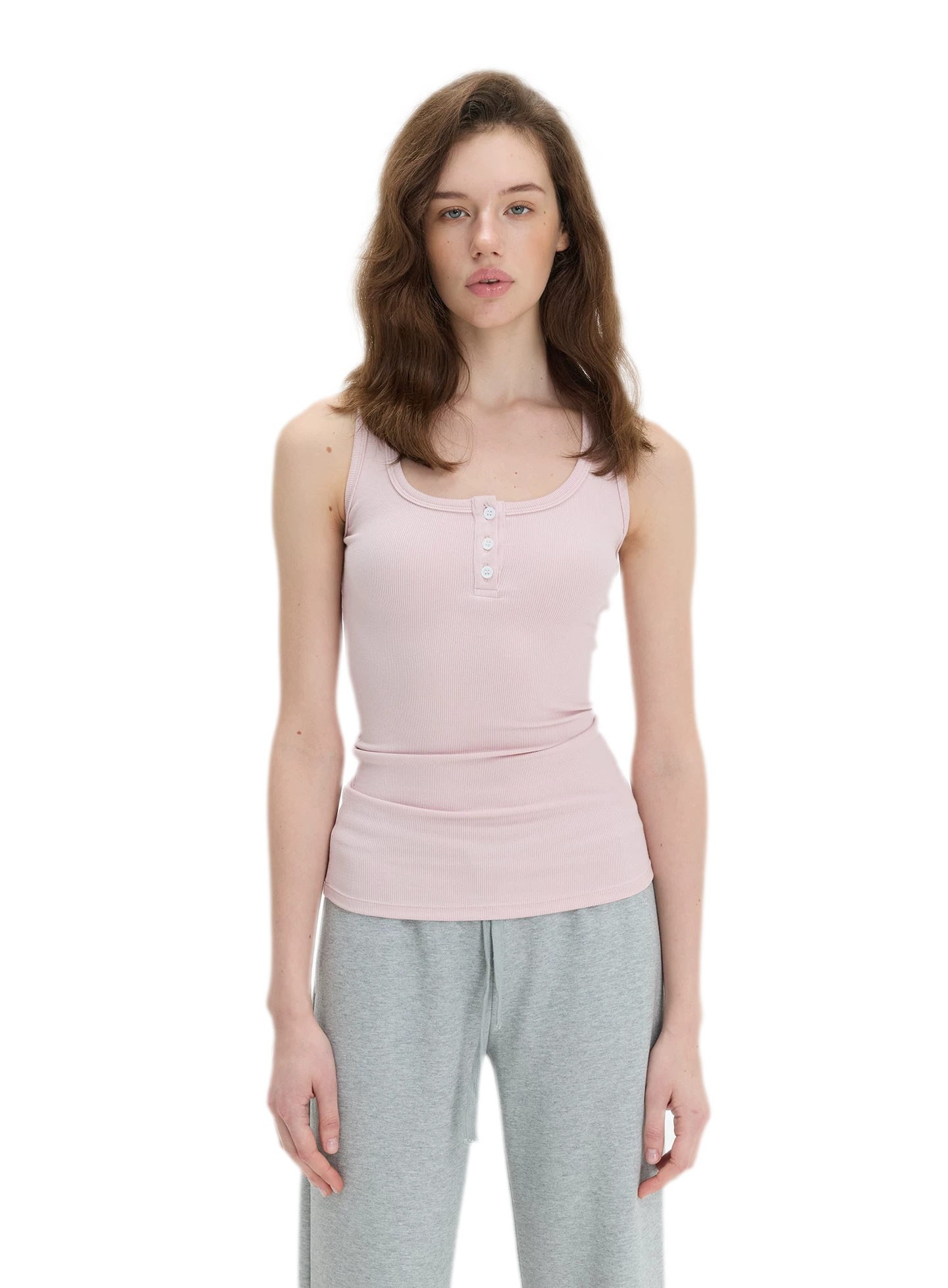 Ribbed Slim-Fit Henley Tank