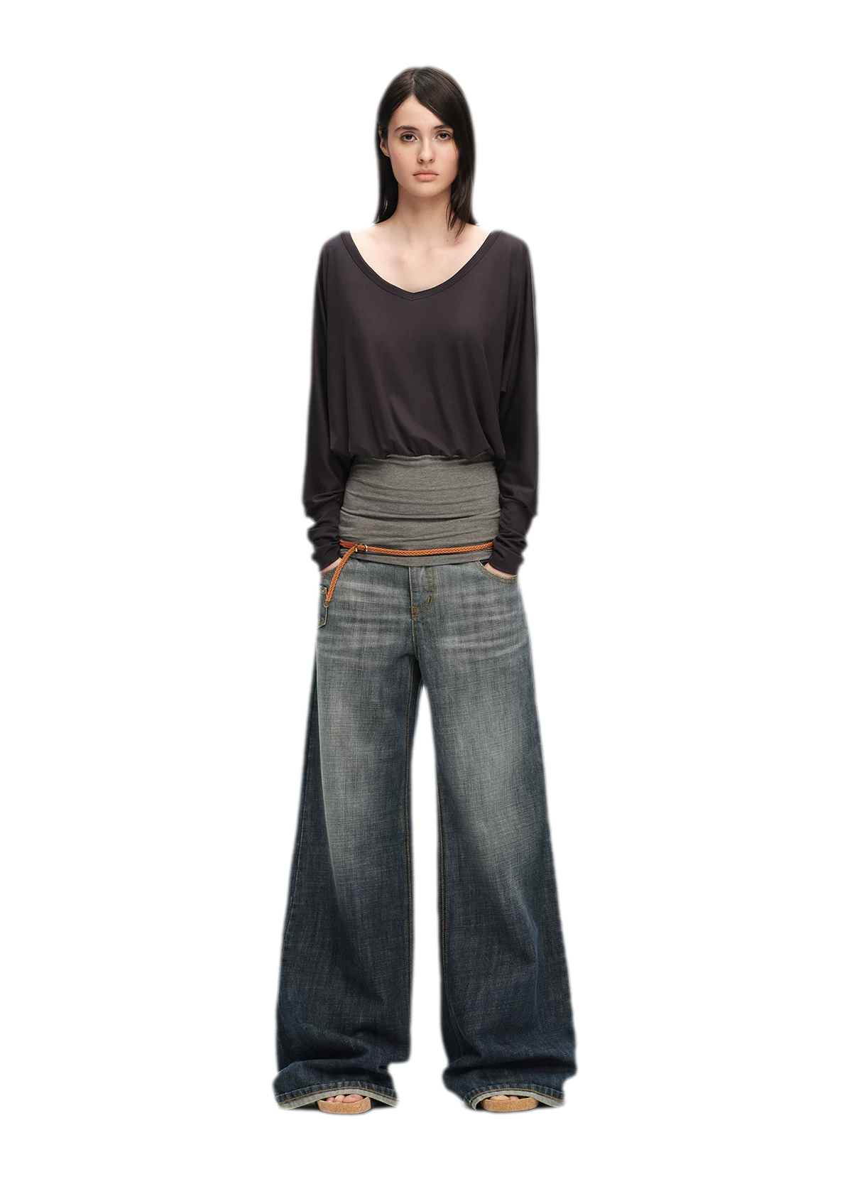 Washed Cotton Straight-Leg Jeans