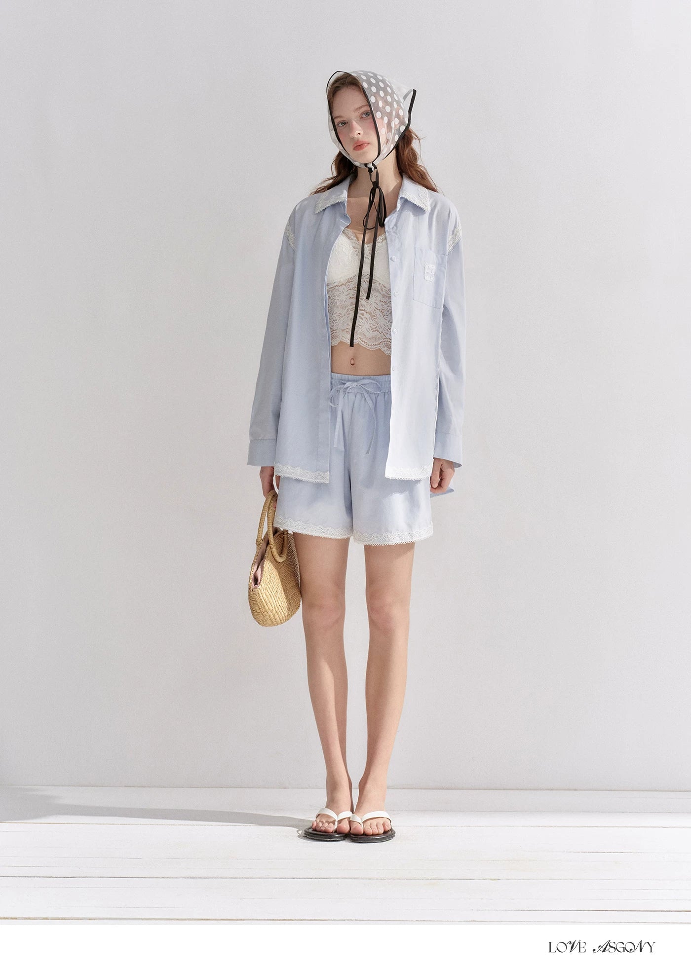 Lace Embroidered Loose Shirt &amp; Shorts Set