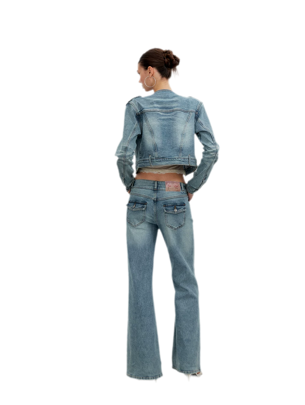 Washed Cat-Whisker Flare Jeans