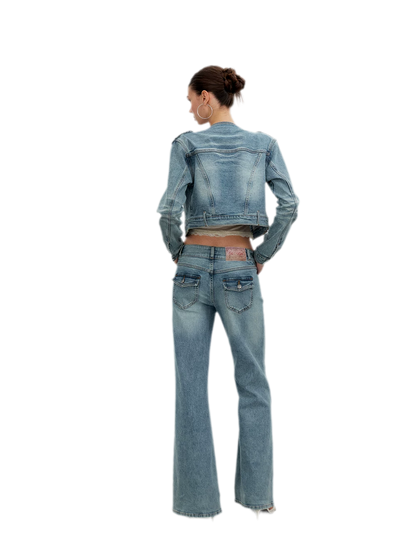 Washed Cat-Whisker Flare Jeans