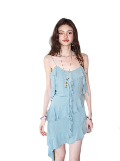Ruffled Asymmetric Cami Dress