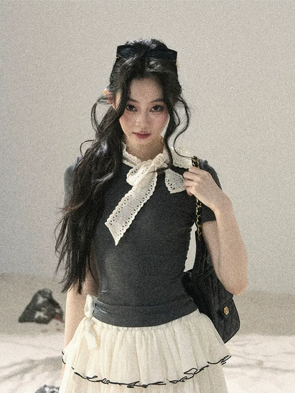 Grey Bow Short T-Shirt