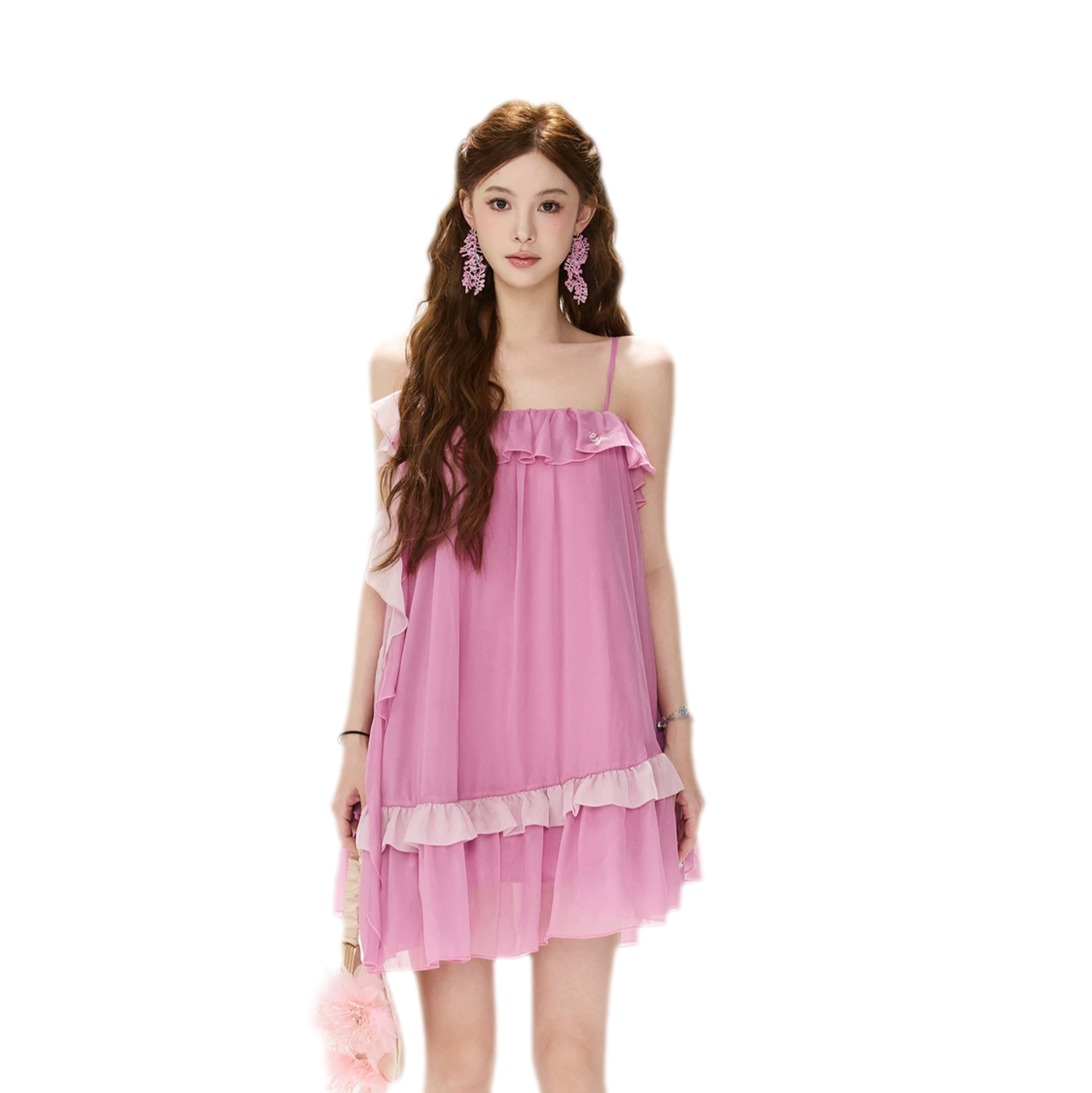 CYNR Romantic Contrast Chiffon Dress – view 2