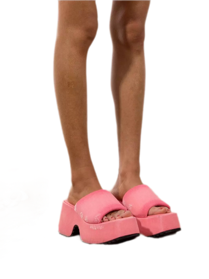 Washed Platform Slippers