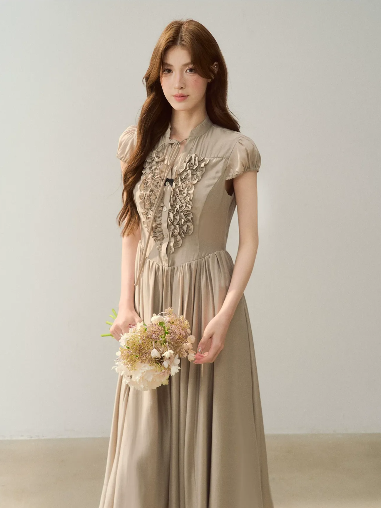 Ruffle V-Neck Maxi Dress